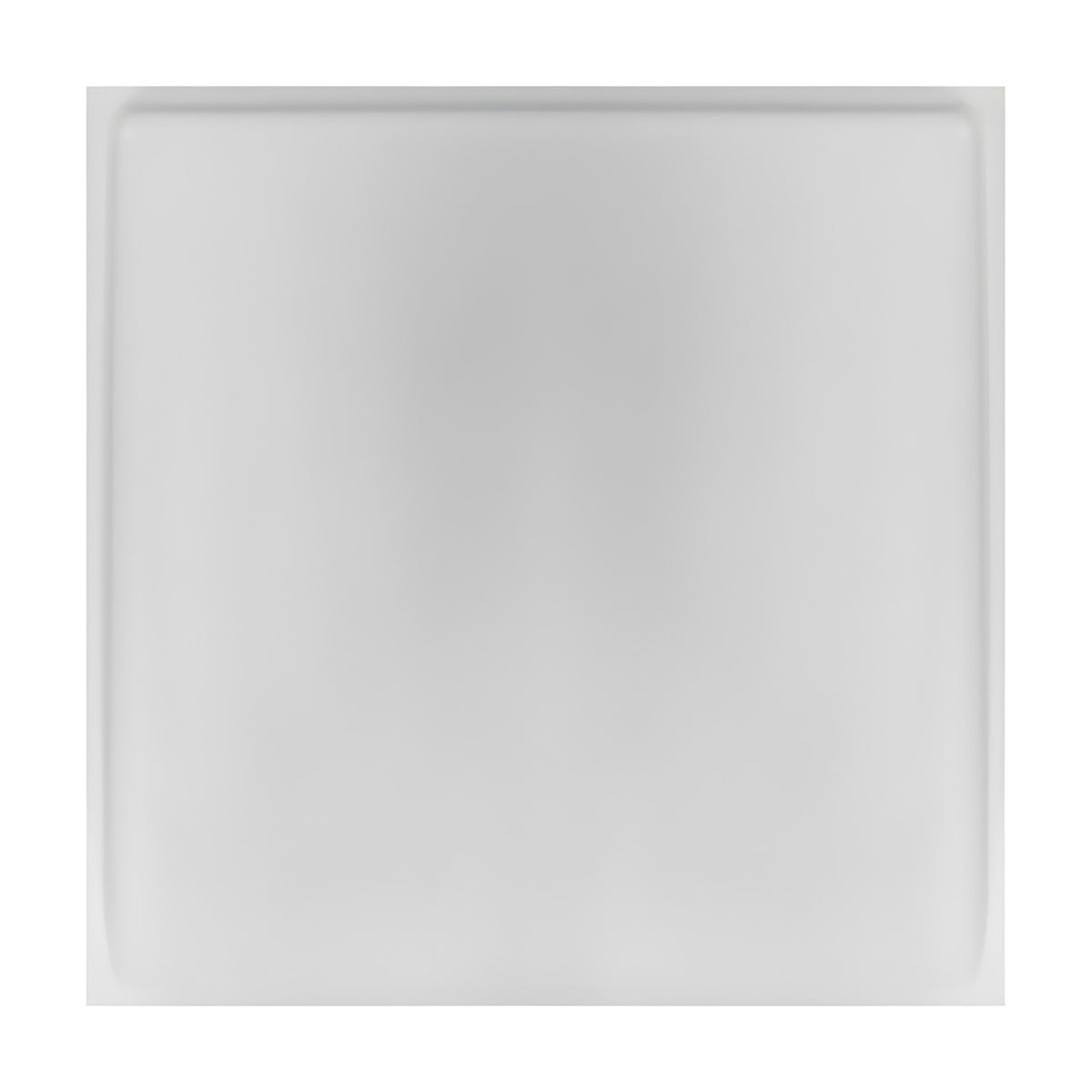 White 3D PVC wall panel, 50 x 50cm, featuring a single rounded square relief design with a narrow flat border, shown on a plain white background.