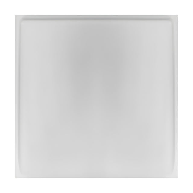 White 3D PVC wall panel, 50 x 50cm, featuring a single rounded square relief design with a narrow flat border, shown on a plain white background.
