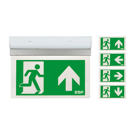 Duceri Emergency Exit Sign 3W LED All Legends Lithium Battery Maintained - White