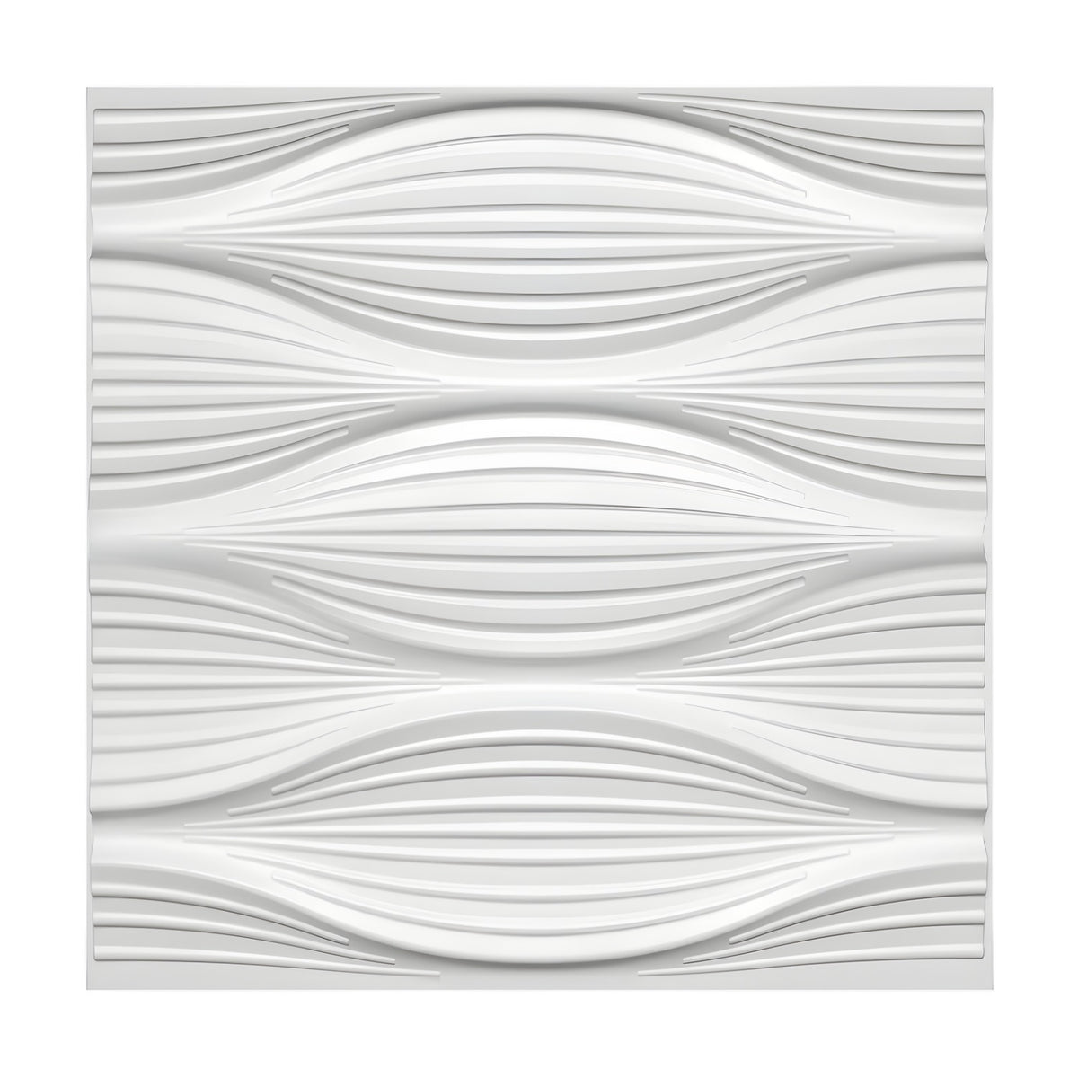 Ribbed Lens Wave 3D PVC Wall Panels 50 x 50cm - White | Niori