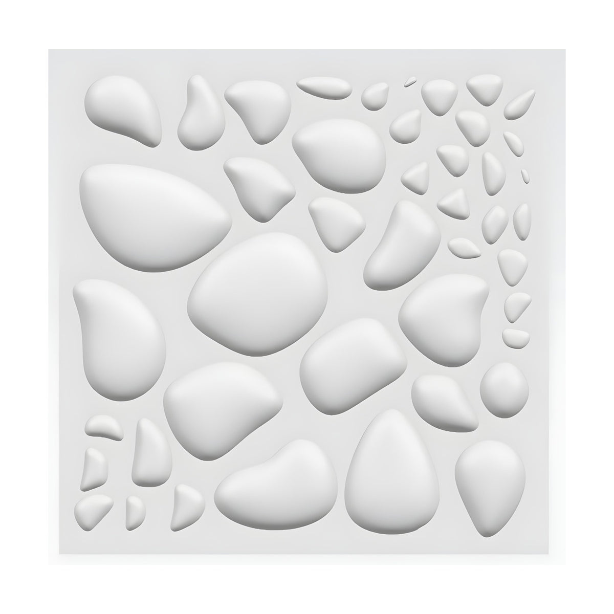 Scattered Pebbles 3D PVC Wall Panels 50 x 50cm - White