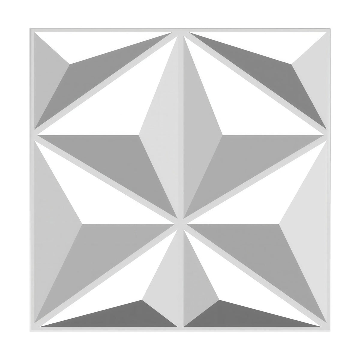Radiating Faceted Triangles 3D PVC Wall Panels 50 x 50cm - White