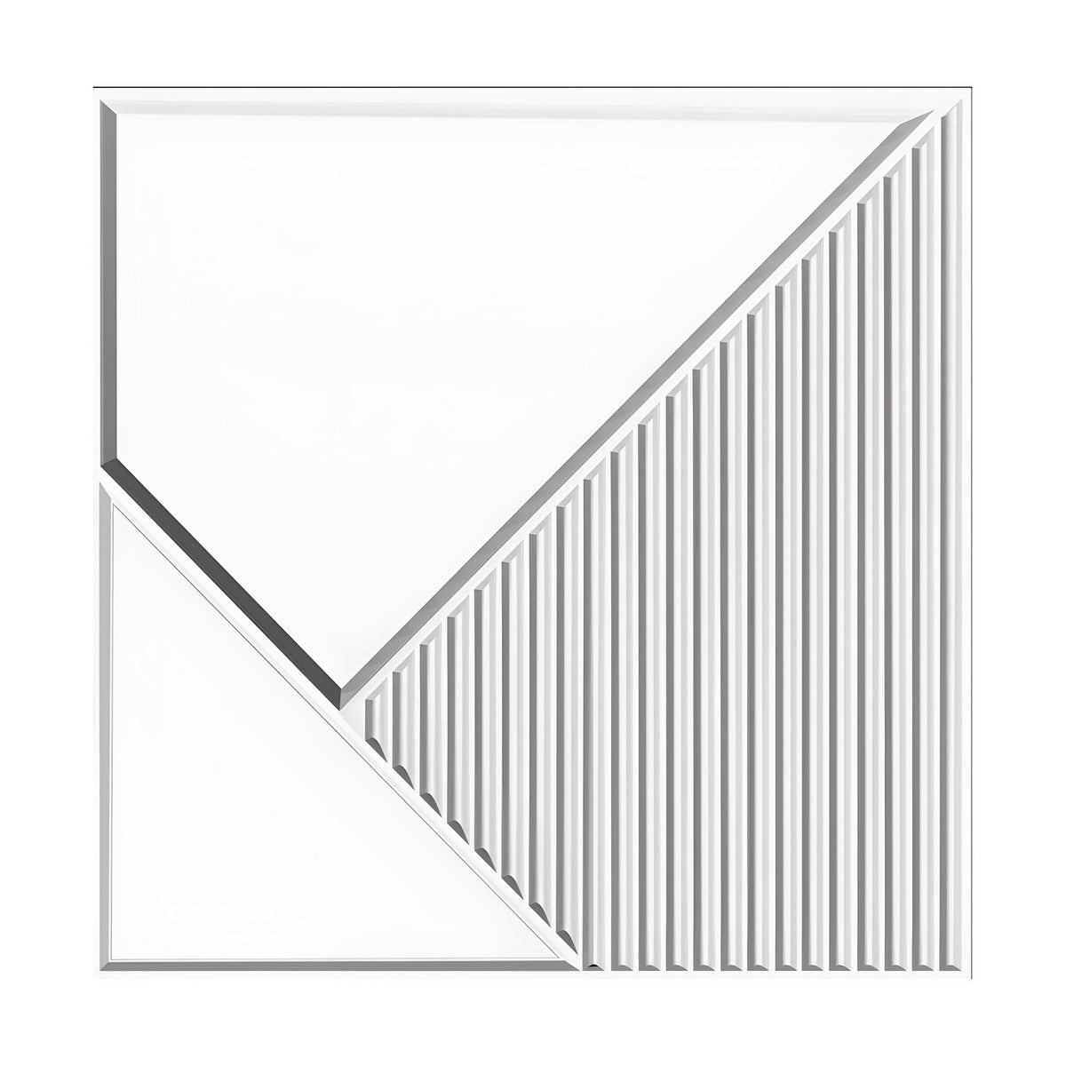 Diagonal Planes and Flutes 3D PVC Wall Panels 50 x 50cm - White