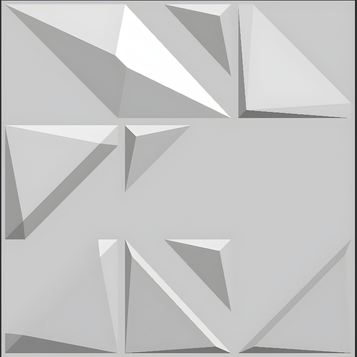 Scattered Faceted Triangles 3D PVC Wall Panels 50 x 50cm - White