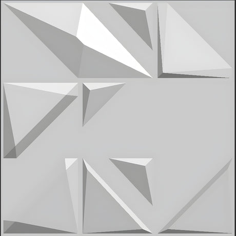Scattered Faceted Triangles 3D PVC Wall Panels 50 x 50cm - White