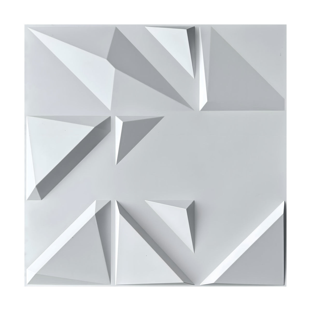 Scattered Faceted Triangles 3D PVC Wall Panels 50 x 50cm - White