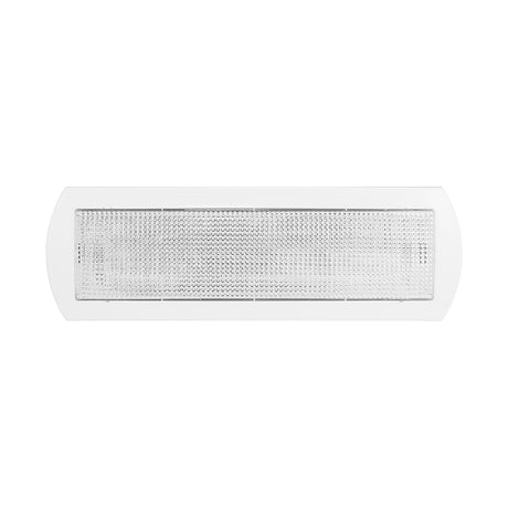 ESP Duceri 4W LED emergency flush bulkhead in white with a rectangular textured diffuser and IP20 rating, shown on a plain white background.