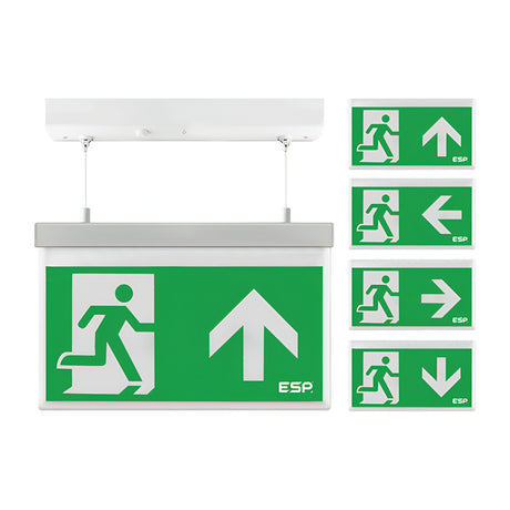 Duceri Emergency Hanging Exit Sign 3W LED All Legends Lithium Battery Maintained - White