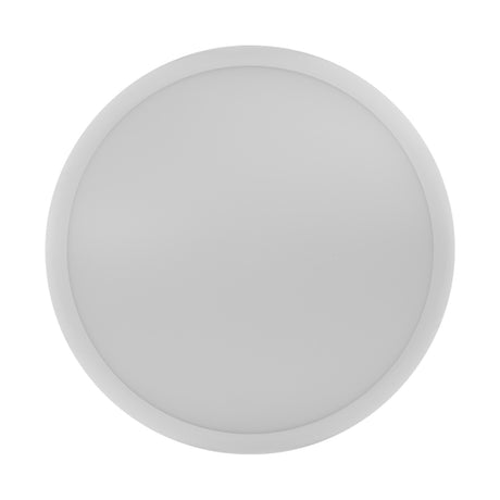 ESP Duceri 14W CCT circular bulkhead in white polycarbonate with IP65 rating, shown from the front on a plain white background.