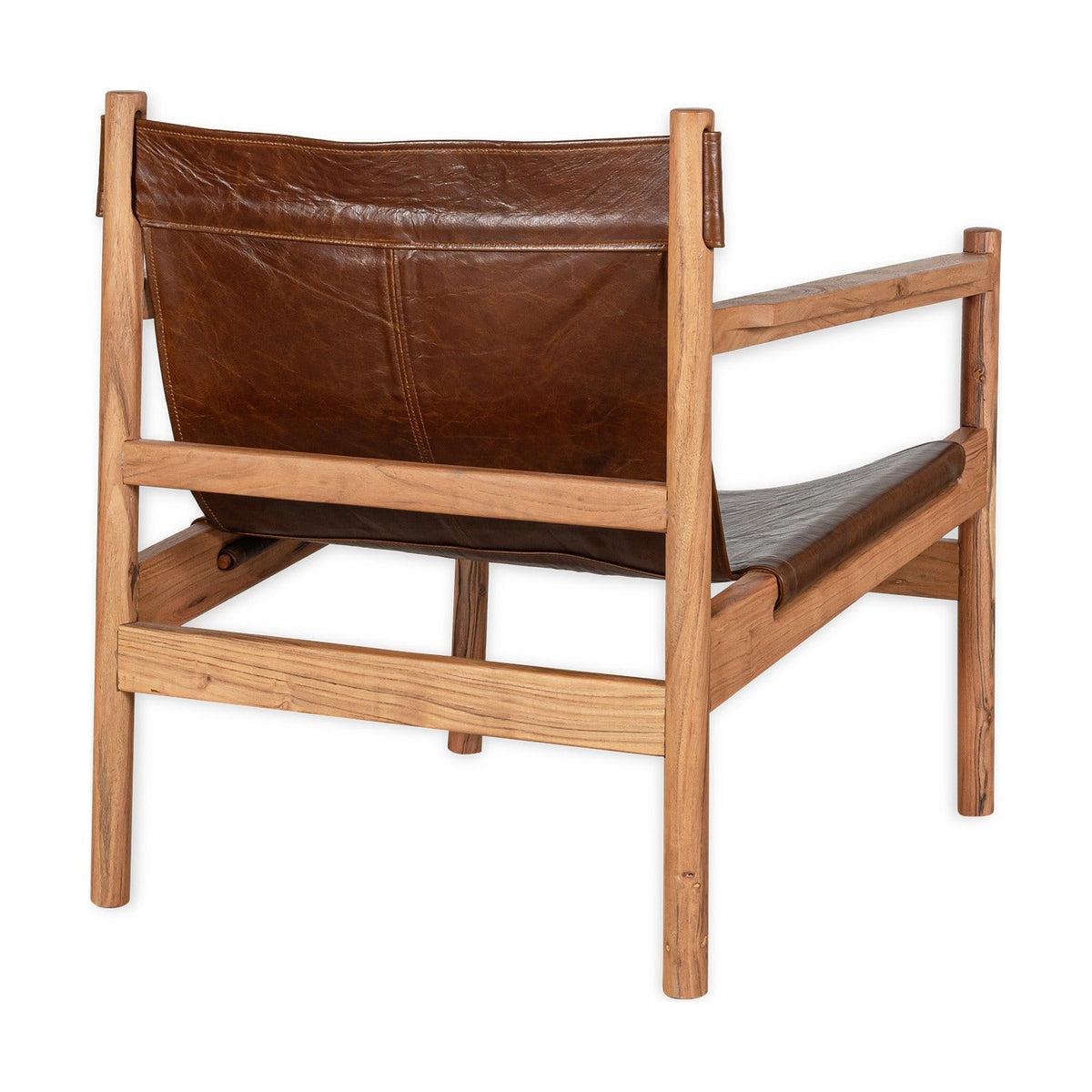 Dalibar Acacia & Buffalo Leather Armchair - Tan