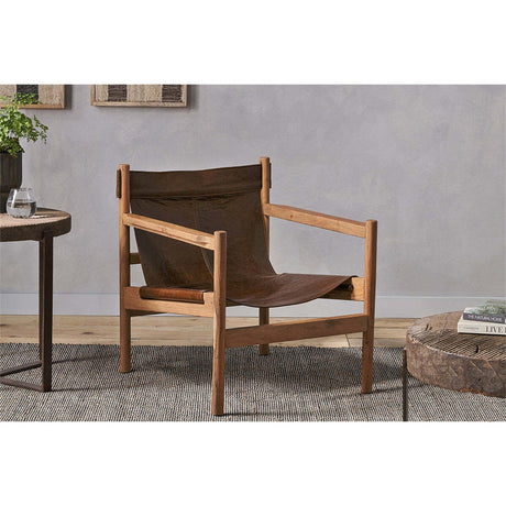 Dalibar Acacia & Buffalo Leather Armchair - Tan
