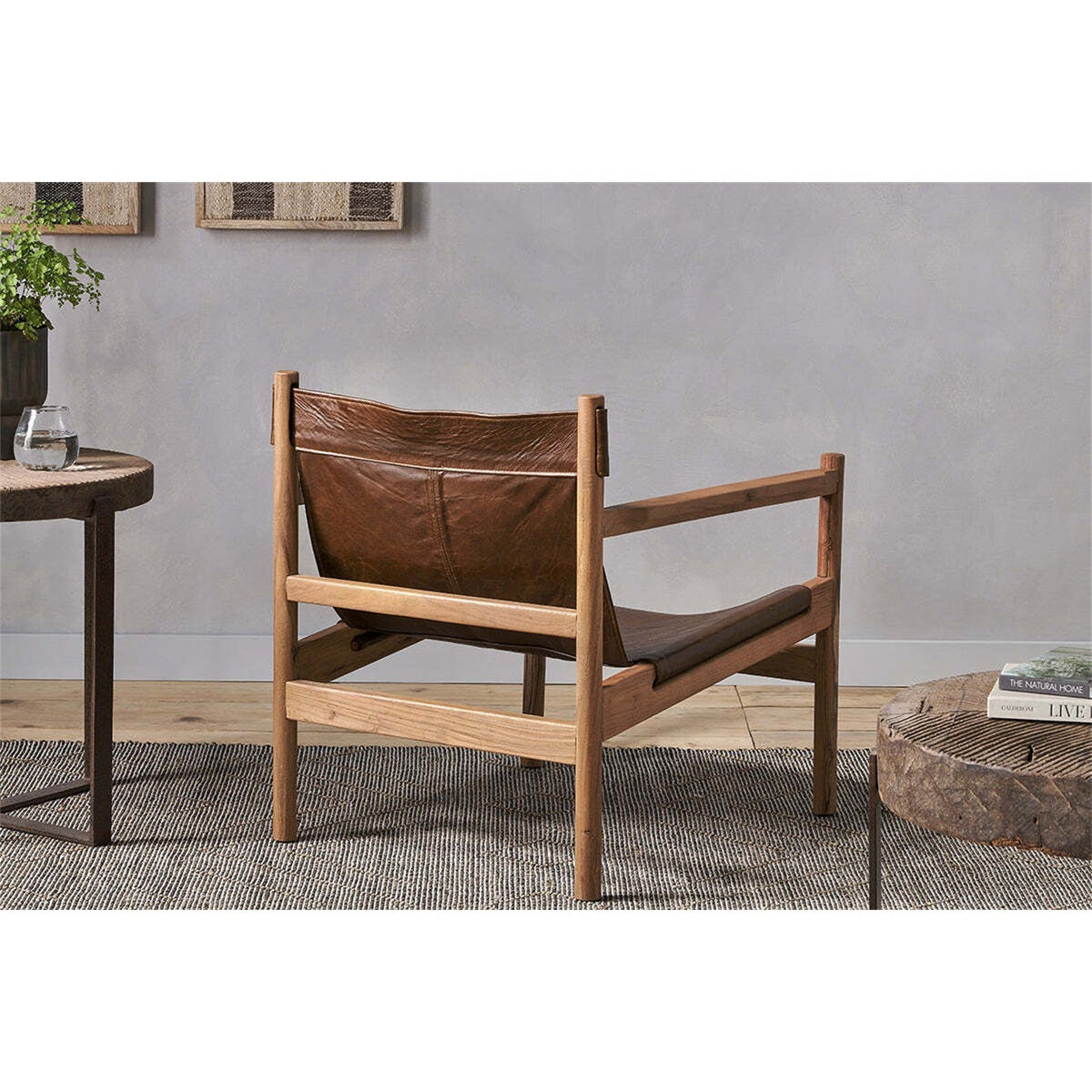 Dalibar Acacia & Buffalo Leather Armchair - Tan