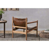 Dalibar Acacia & Buffalo Leather Armchair - Tan