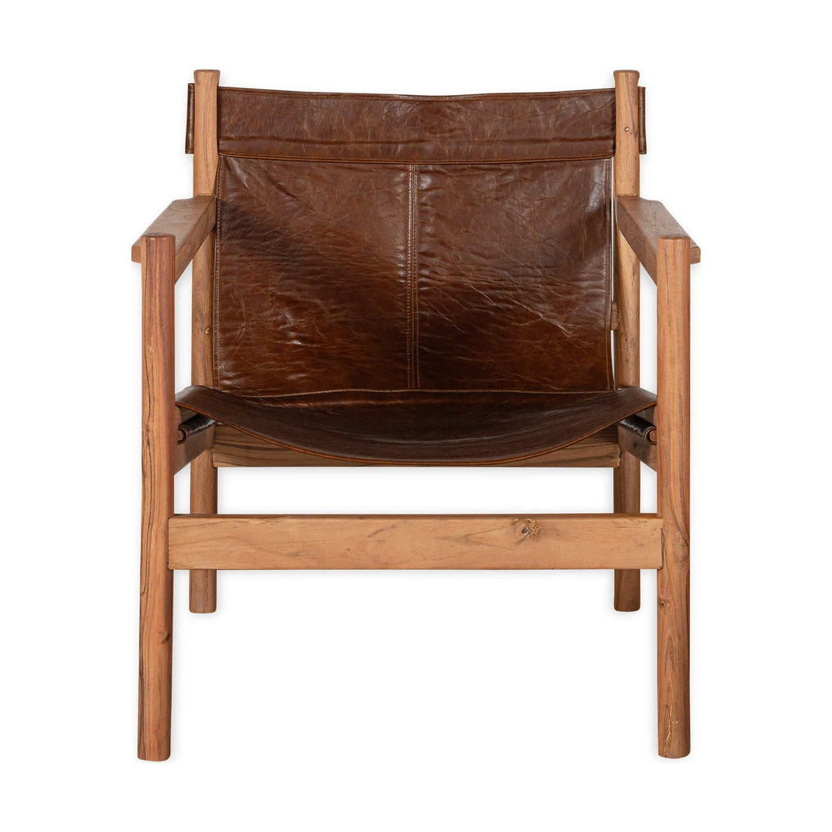 Dalibar Acacia & Buffalo Leather Armchair - Tan