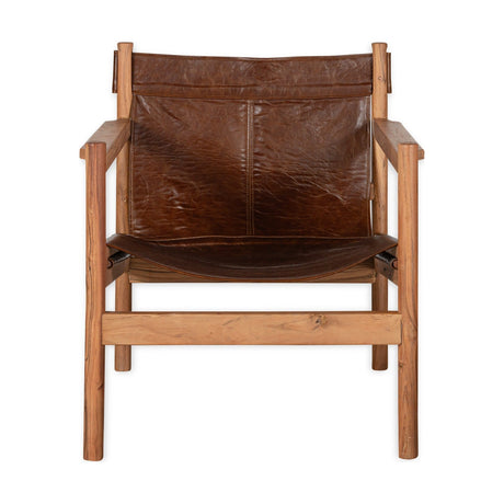 Dalibar Acacia & Buffalo Leather Armchair - Tan