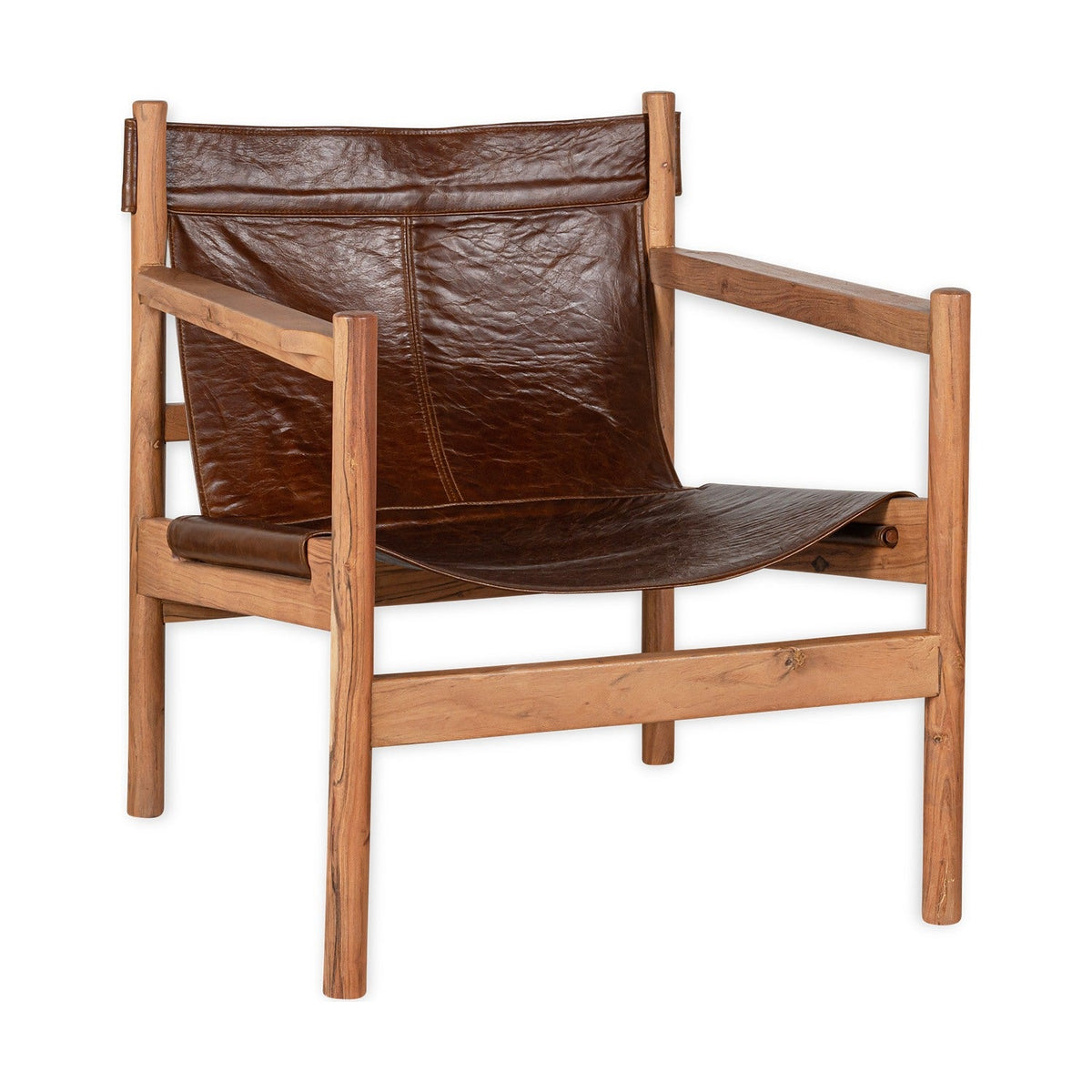 Dalibar Acacia & Buffalo Leather Armchair - Tan