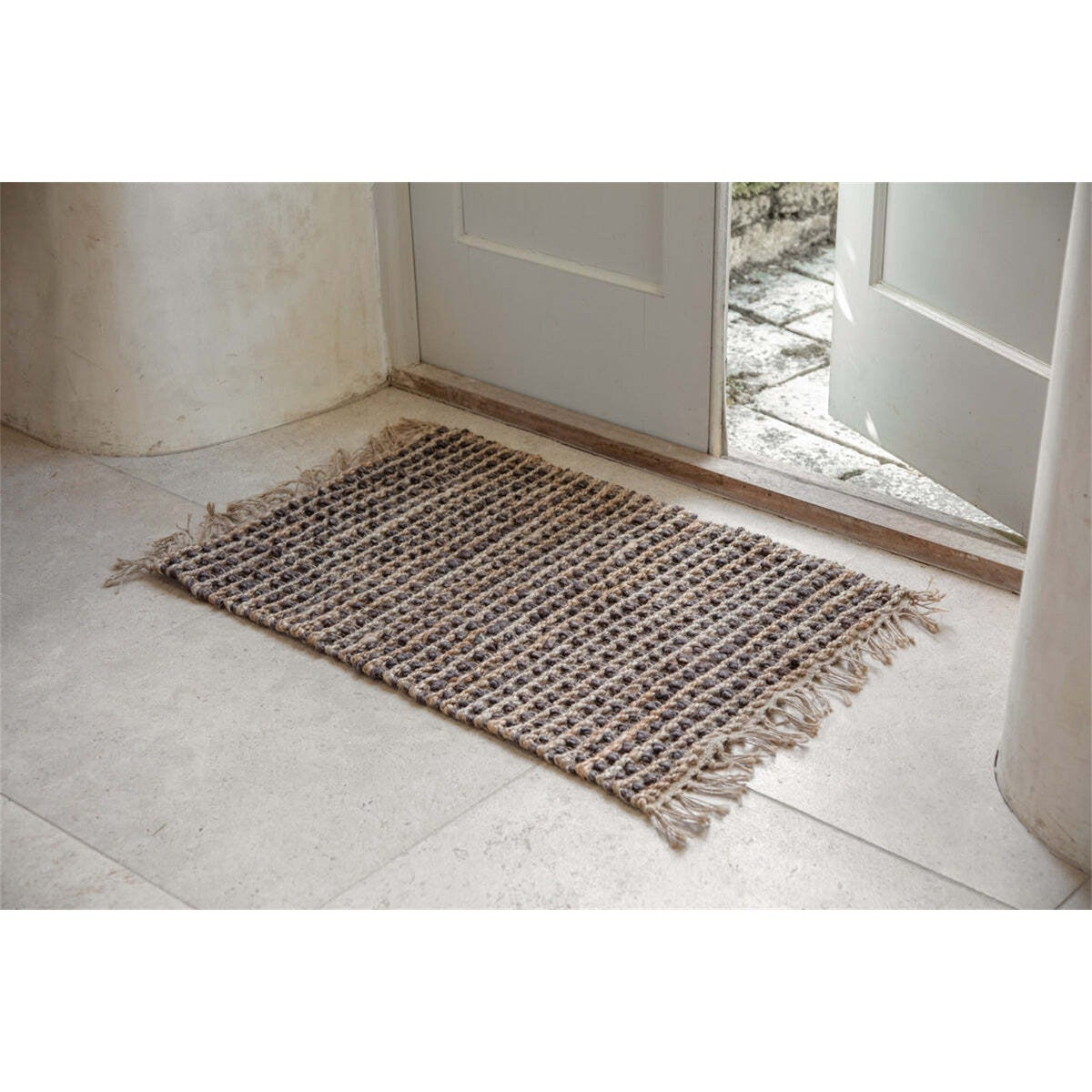 Davli Striped Jute Doormat - Natural