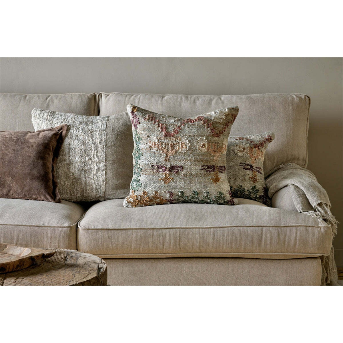 Dantri 60 x 40cm Jute & Cotton Cushion Cover - Soft Grey