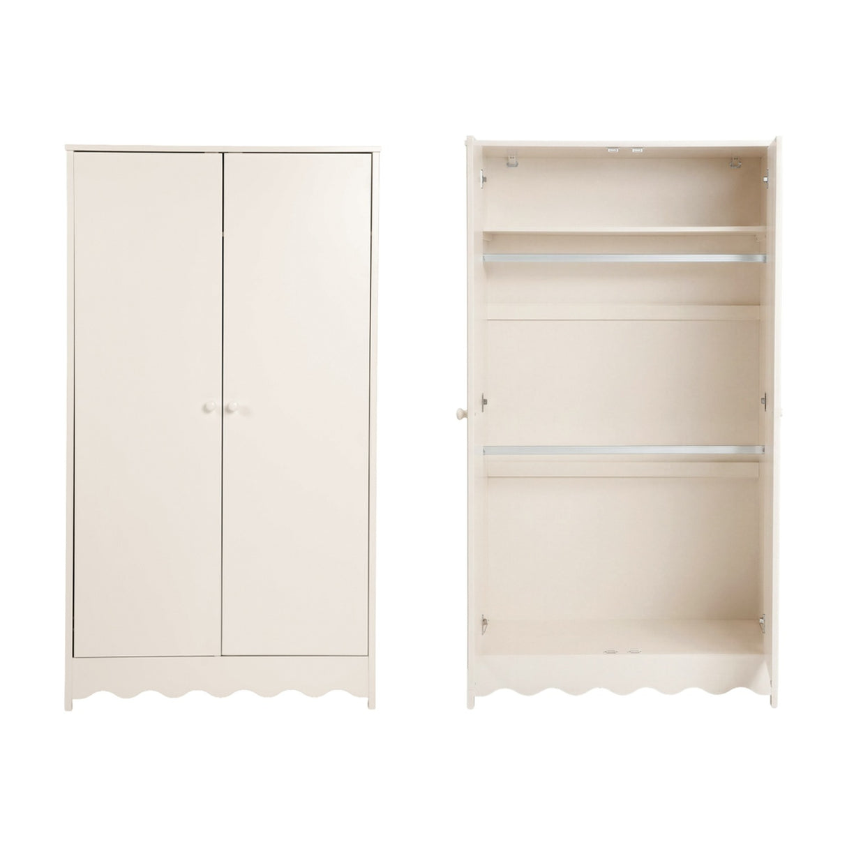 Dancer 2 Door Kids Wardrobe with Double Hanging Rail - Cashmere