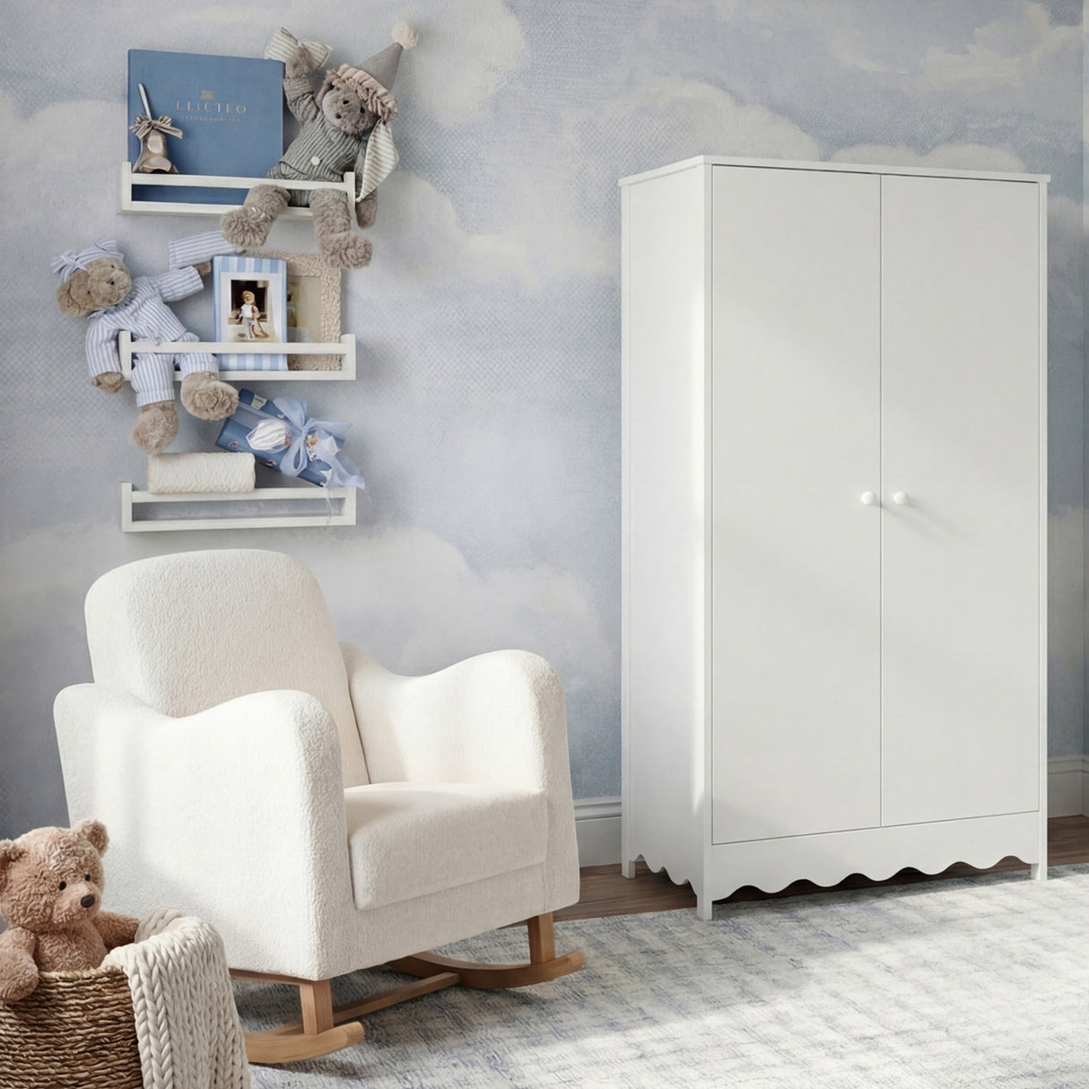Dancer 2 Door Kids Wardrobe with Double Hanging Rail - White