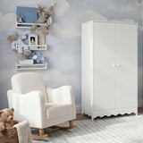 Dancer 2 Door Kids Wardrobe with Double Hanging Rail - White