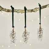 Danvi Glass Drop Baubles - Brass & Clear - Set of 3