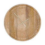 Deevena Carved Mango Wood Wall Clock - Natural
