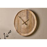 Deevena Carved Mango Wood Wall Clock - Natural
