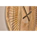Deevena Carved Mango Wood Wall Clock - Natural
