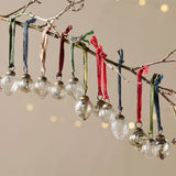 Dew Drop Glass Baubles - Silver & Clear - Set of 12