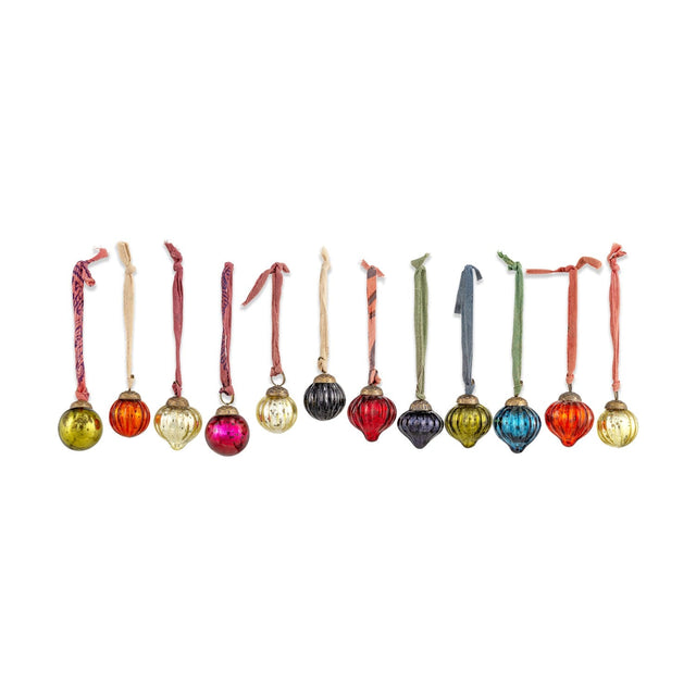 Dew Drop Glass Baubles - Mixed Antique - Set of 12