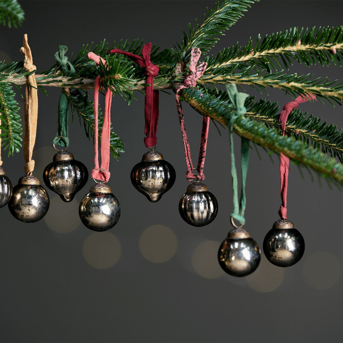 Dew Drop Glass Baubles - Antique Gold - Set of 12