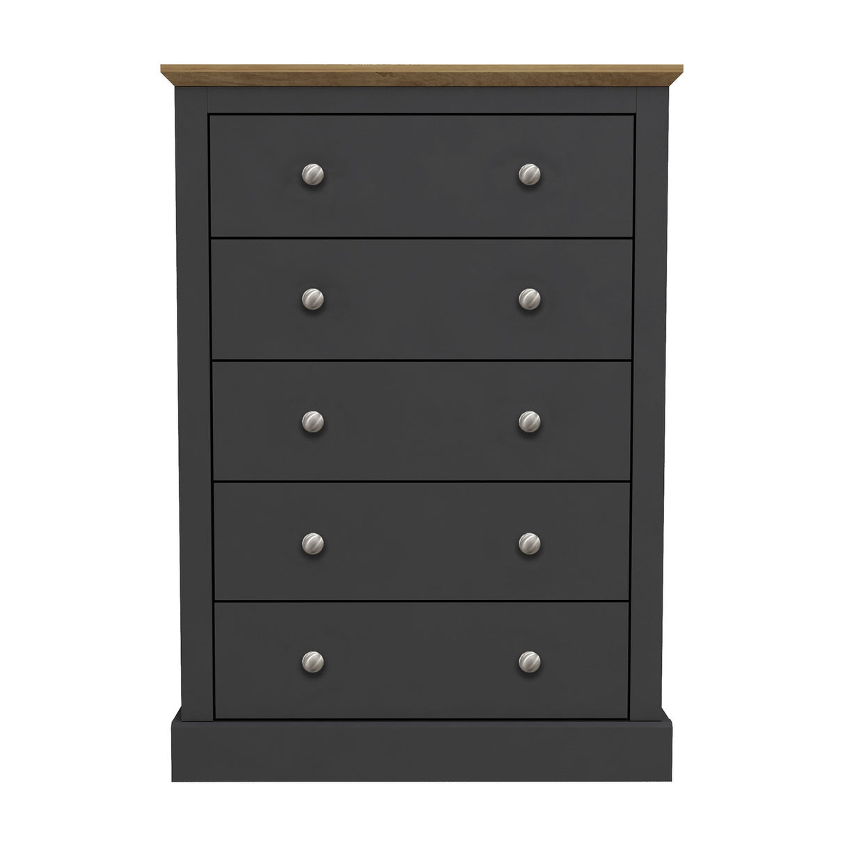 Devon 5 Drawer Chest of Drawers – Charcoal