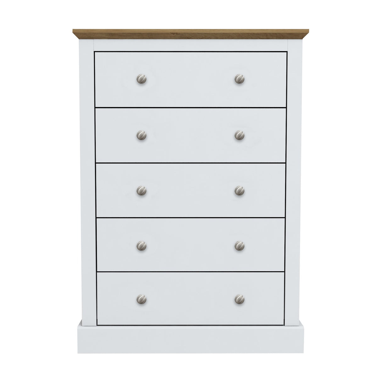 Devon 5 Drawer Chest of Drawers – White