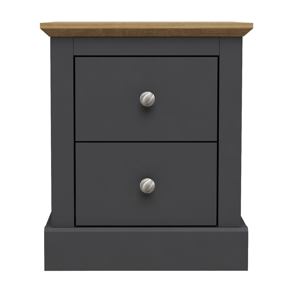 Devon 2 Drawer Bedside Table – Charcoal
