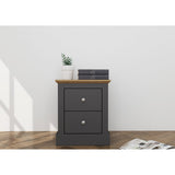 Devon 2 Drawer Bedside Table – Charcoal