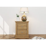 Devon 2 Drawer Bedside Table Cabinet - Oak