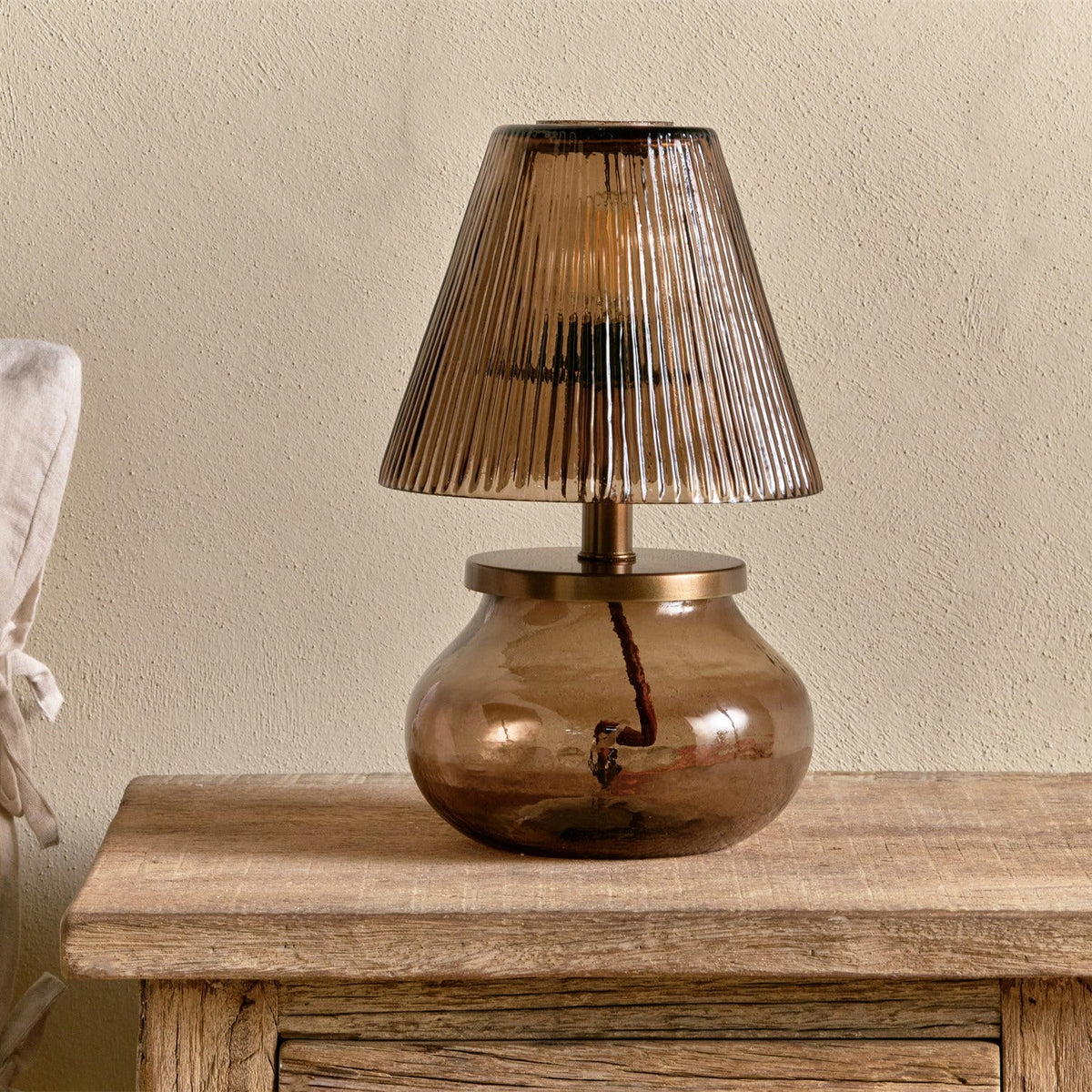 Dimalai Recycled Glass Table Lamp - Brown Smoke