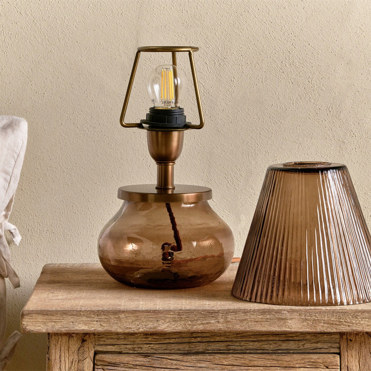 Dimalai Recycled Glass Table Lamp - Brown Smoke
