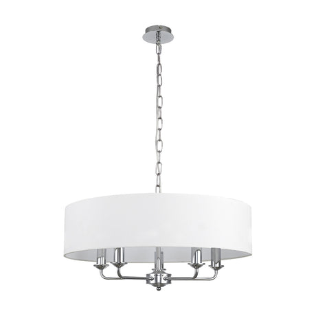 Banyan 5 Light E14 Pendant Light 60cm White - Polished Chrome