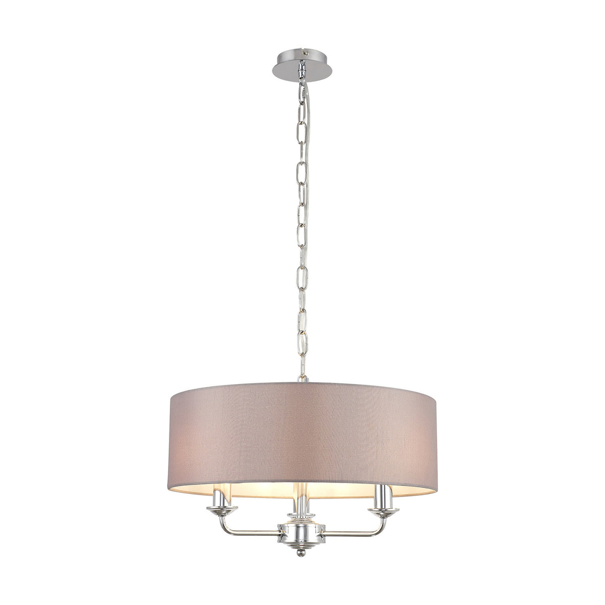 Banyan 3 Light E14 Iron Pendant Light 45cm Grey - Polished Chrome