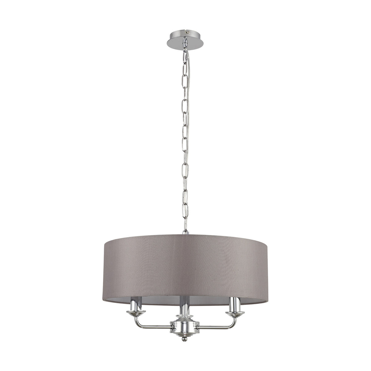 Banyan 3 Light E14 Iron Pendant Light 45cm Grey - Polished Chrome