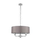 Banyan 3 Light E14 Iron Pendant Light 45cm Grey - Polished Chrome