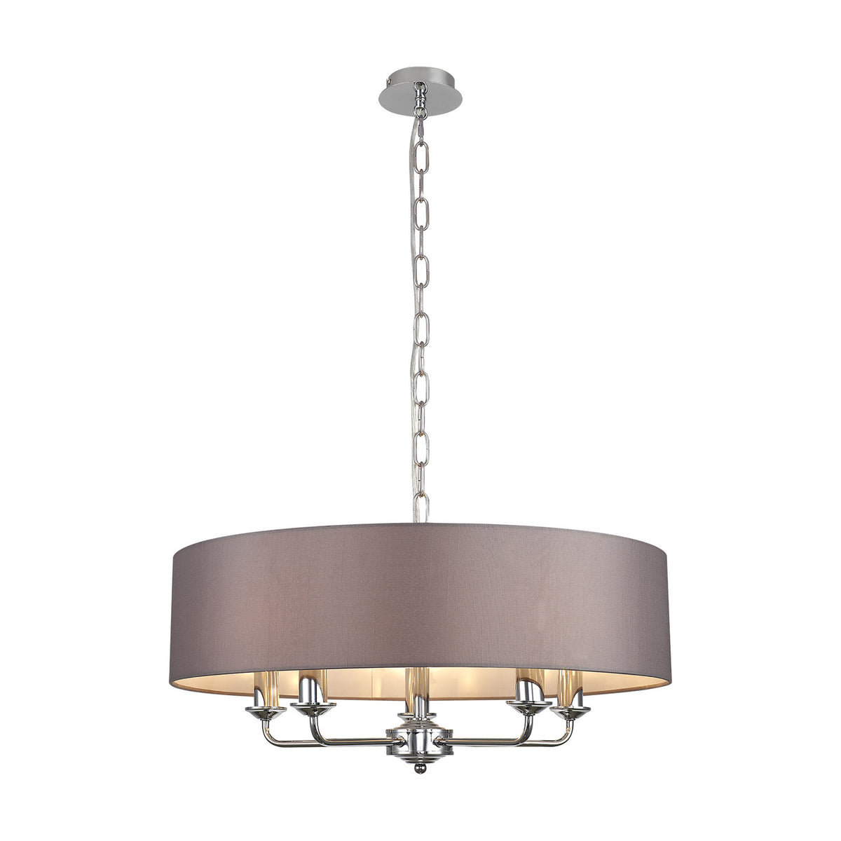 Banyan 5 Light E14 Pendant Light 60cm Grey - Polished Chrome
