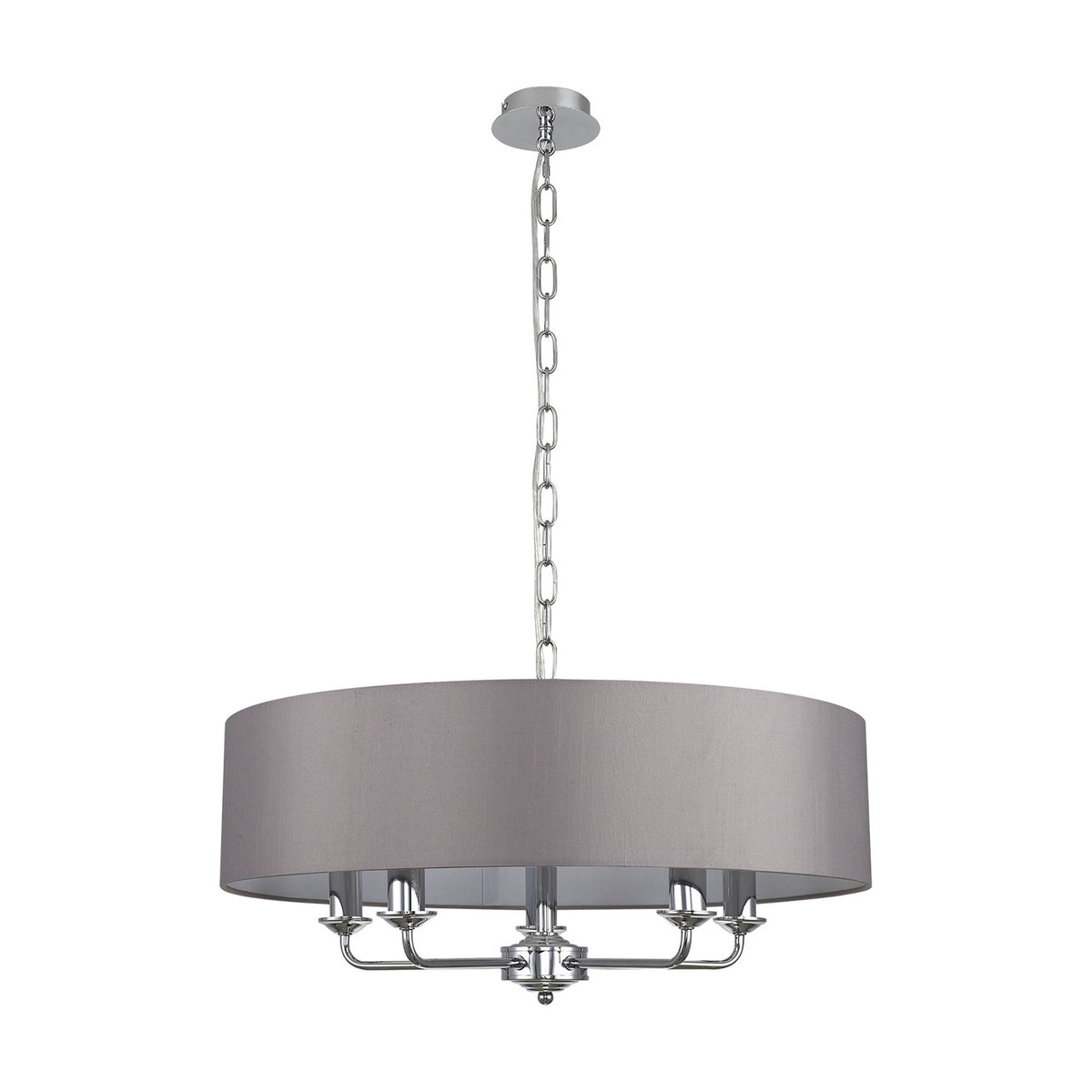 Banyan 5 Light E14 Pendant Light 60cm Grey - Polished Chrome