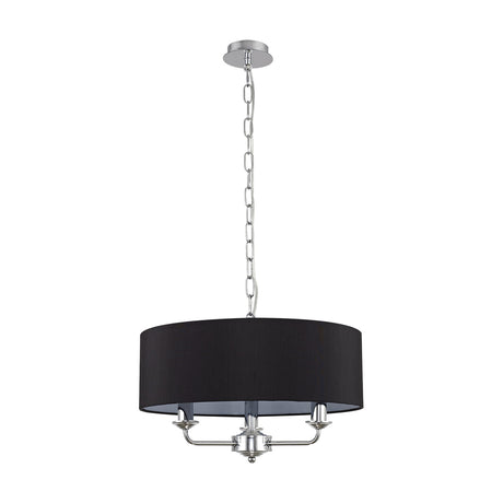 Banyan 3 Light E14 Pendant Light 45cm Black - Polished Chrome