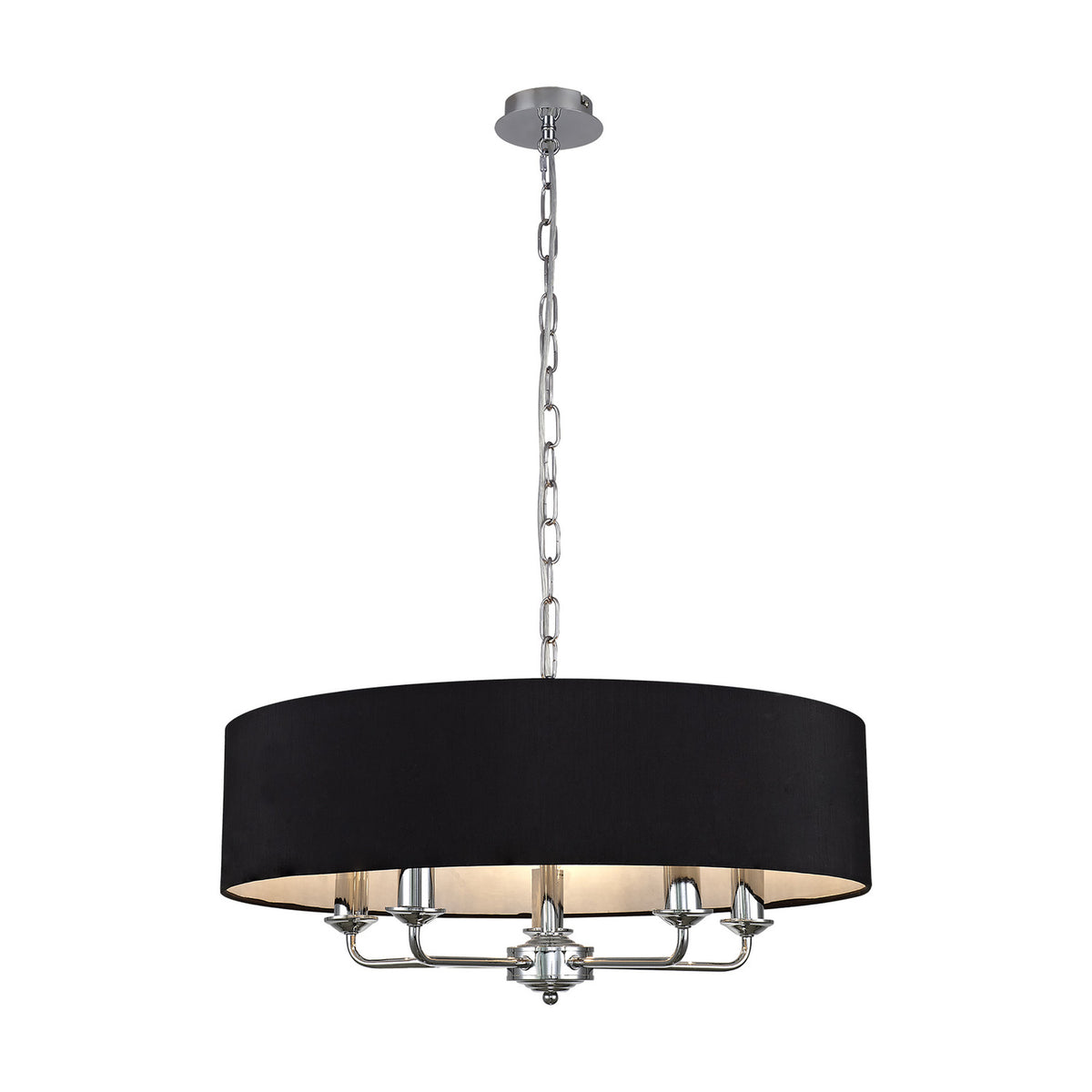 Banyan 5 Light E14 Pendant Light 60cm Black - Polished Chrome