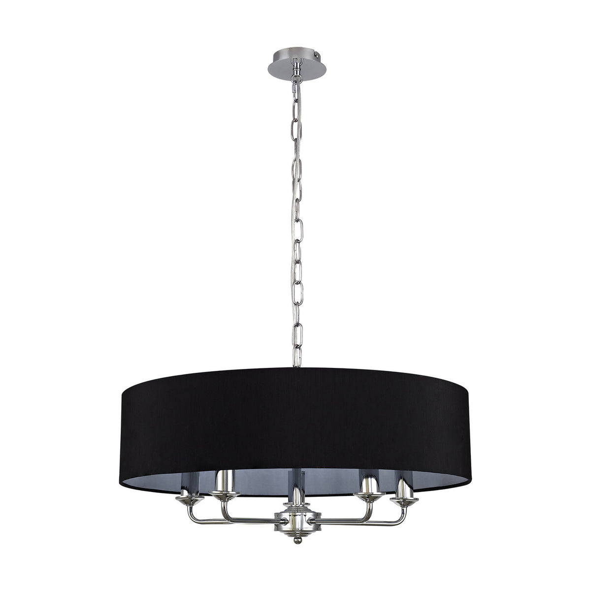 Banyan 5 Light E14 Pendant Light 60cm Black - Polished Chrome