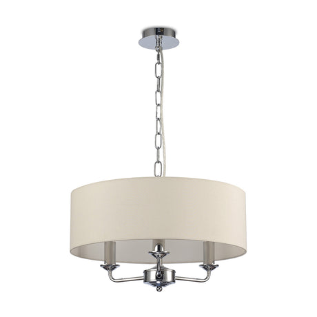 Banyan 3 Light Pendant Light 45cm Ivory Pearl - Polished Chrome
