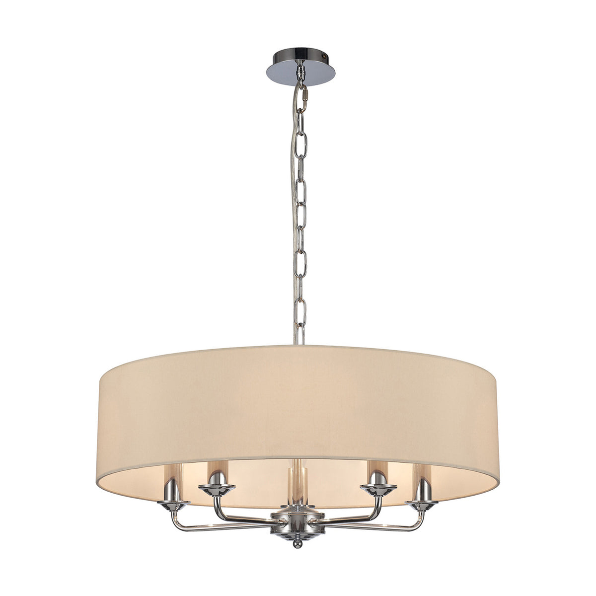 Banyan 5 Light Pendant Light Ivory Pearl 60cm - Polished Chrome
